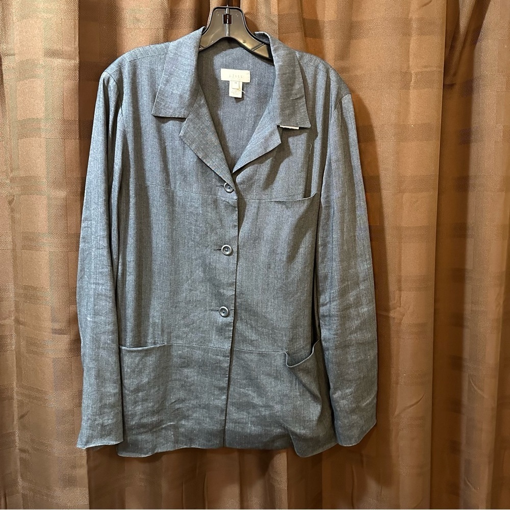 J. Jill Gray Linen 3-Button Blazer size 14‎
